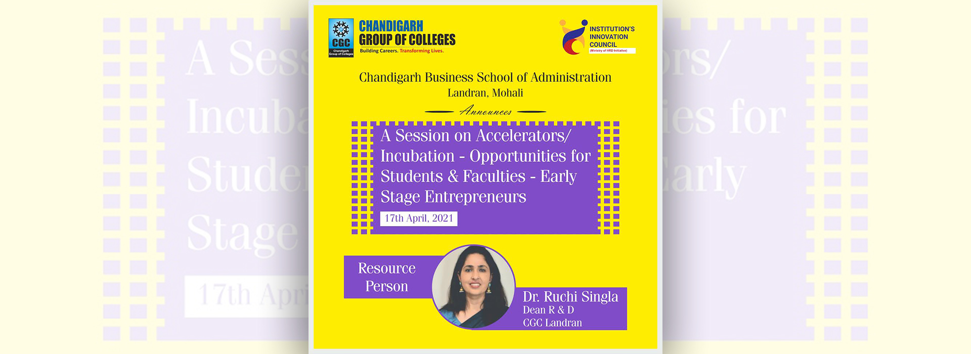 “Accelerators/Incubation Opportunities for Students and Faculties – Early Stage Entrepreneurs” 