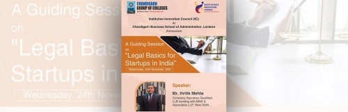 Guiding Session on Legal Basics for Start-ups in India” On 24th, November 2021